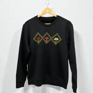 Black Hand-Embroidered Crewneck Sweatshirt (Available In Sizes)