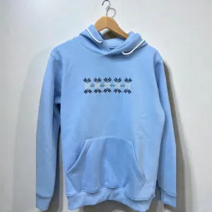 Hand-Embroidered Baby Blue Winter Hoodie (Available In Sizes)