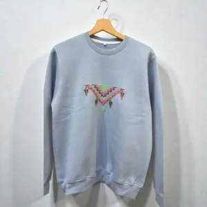 Baby Blue Hand-Embroidered Crewneck Sweatshirt Cotton Blend S–XXL