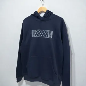 Navy Blue Hand-Embroidered Hoodie Cotton Blend Sizes S–XXL