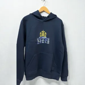 Navy Blue Hand-Embroidered Hoodie Cotton Blend Sizes S–XXL