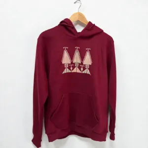 Burgundy Hand-Embroidered Hoodie Cotton Blend Relaxed Fit S–XXL