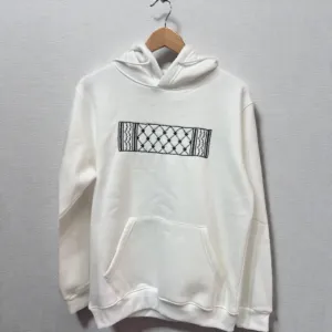 White Hand-Embroidered Hoodie Cotton Blend Relaxed Fit S–XXL