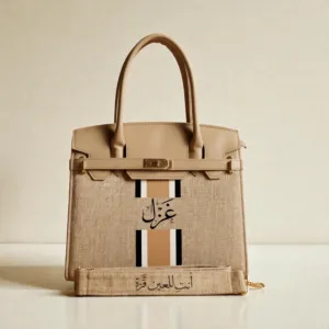 Personalized Premium Leather Handbag - Jute Calligraphy - Multi-Size/Color