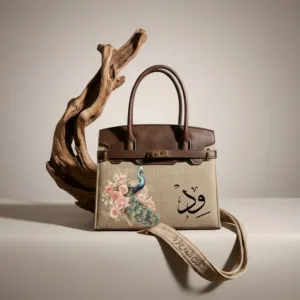 Personalized Premium Leather Handbag - Peacock Floral - Multi-Size/Color