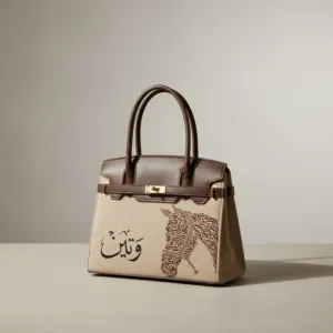Personalized Premium Leather Handbag - Beige Horse Art - Multi-Size/Color