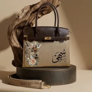 Leather Handbag - Deer & Floral Art (Available In Sizes)