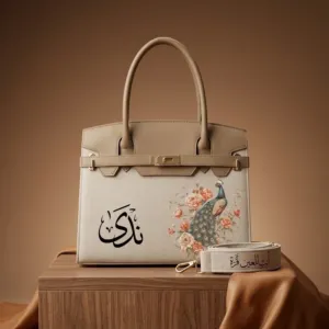 Personalized Premium Leather Handbag - Peacock Art - Multi-Size/Color