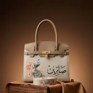 Personalized Premium Leather Handbag - Peacock Floral - Multi-Size/Color