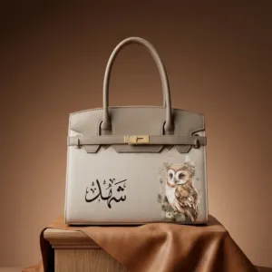 Personalized Premium Leather Handbag - Owl Portrait - Multi-Size/Color
